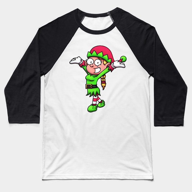 Christmas Elf Girl Baseball T-Shirt by TheMaskedTooner